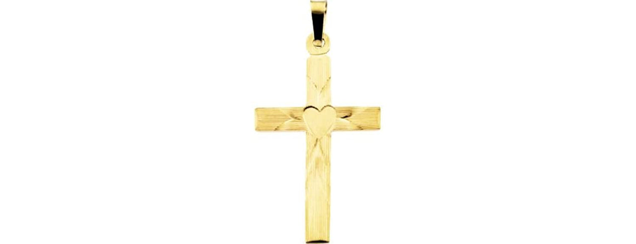 Heart Cross 14k Yellow Gold Pendant