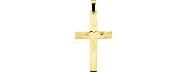 Heart Cross 14k Yellow Gold Pendant