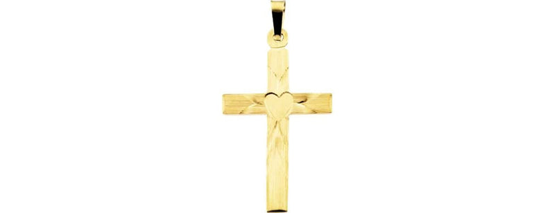 Heart Cross 14k Yellow Gold Pendant