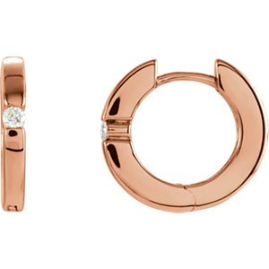 Diamond Hoop Earrings, 14k Rose Gold (.07 Ctw, Color GH, Clarity SI1)