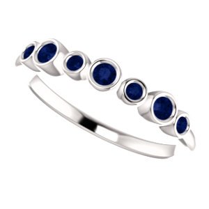 Platinum Blue Sapphire 7-Stone 3.25mm Ring