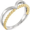 Negative Space Beaded 'V' Ring, Rhodium-Plated 14k White and Yellow Gold, Size 6.25