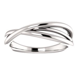 Platinum Free-Form Abstract Criss Cross Ring, Size 7.5