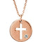 Diamond Pierced Cross Disc Pendant Necklace in 14k Rose Gold (.03 Ctw, Color G-H, Clarity I1)