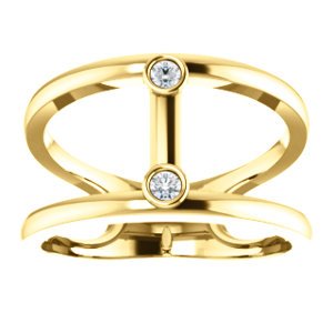 Diamond Two-Stone Negative Space Ring, 14k Yellow Gold, Size 7 (.06 Ctw, G-H Color, I1 Clarity)