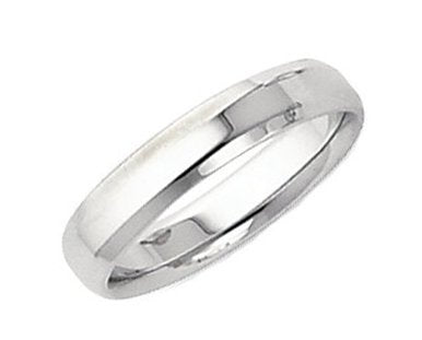 4mm 14k White Gold Comfort-Fit Beveled Edge Band, Size 5.5