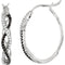 Black Spinel and Diamond Hoop Earrings, Sterling Silver (1/5 Ctw, Color G-H, Clarity 12)