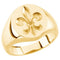 14k Yellow Gold Men's Signet Ring with Fleur de Lis