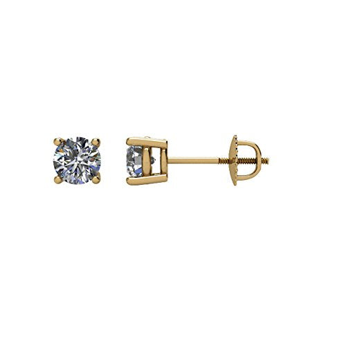 1/2 Ct 14k Yellow Gold Diamond Stud Earrings (.50 Cttw, GH Color, SI1 Clarity)