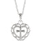 Scalloped Heart with Cross Rhodium-Plated 14k White Gold Youth Pendant (15.50X11.70 MM)