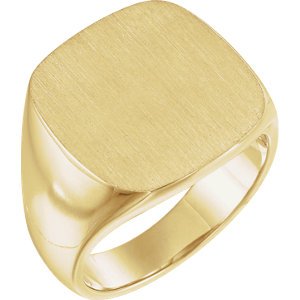 Men's Closed Back Signet Semi-Polished 10k Yellow Gold Ring (18mm) Size 11