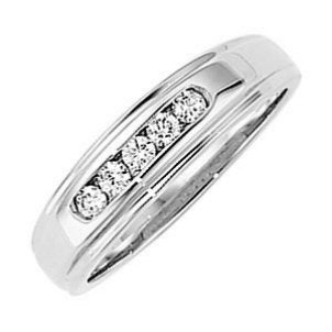 Mens Five Stone Diamond 14k White Gold Band, (.40 Cttw, GH Color, SI2-SI3 Clarity)