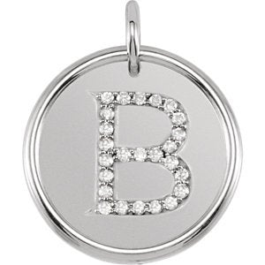 Diamond Initial "B" Pendant, Sterling Silver (0.125 Ctw, Color GH, Clarity I1)