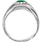 Men's Chatham Created Emerald and Diamond Ring, Rhodium-Plated 14k White Gold (.125 Ctw, G-H Color, I1 Clarity)