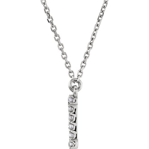 Diamond Initial 'I' Rhodium Plate 14K White Gold (1/10 Cttw, GH Color, I1 Clarity), 16.25"