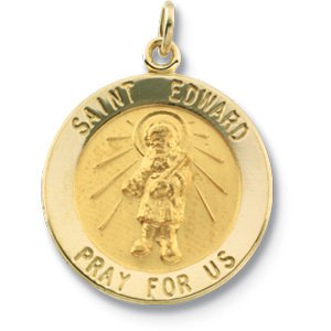 14k Yellow Gold Round St. Edward Medal (18.25 MM)