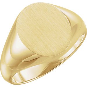 Men's Brushed Signet Ring, 14k Yellow Gold (14x12mm)
