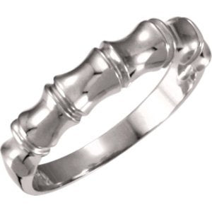 Men's Rhodium-Plated 14k White Gold Bamboo Design 5mm Band, Size 12.25