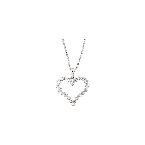 14k White Gold 1 Cttw. Diamond Heart Necklace