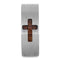 Koa Wood Cross Design 8mm Brushed Titanium Comfort-Fit Wedding Ring