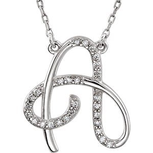 Diamond Initial 'A' Sterling Silver Pendant Necklace, 16.00" (.125 Cttw, GH Color, I1 Clarity)