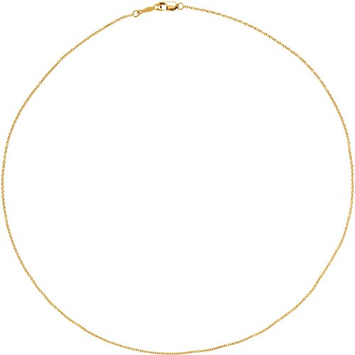 1mm 14k Yellow Gold Solid Cable Chain, 16"