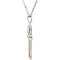 Men's 'Three Nails of Promise' Cross Rhodium-Plate Sterling Silver and 14k Yellow Gold Plate Necklace, 24"