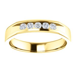 Men's 5-Stone Diamond Wedding Band, 14k Yellow Gold (.33 Ctw, Color G-H, SI2-SI3 Clarity) Size 11