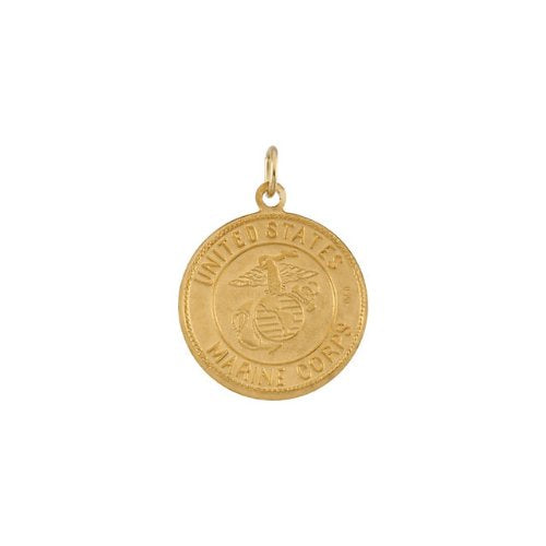 14k Yellow Gold Round St. Christopher U.S. Marine Corps Medal (18 MM)