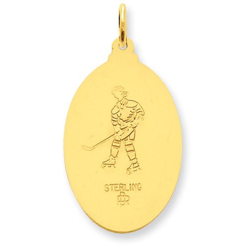 24k Gold-Plated Sterling Silver St. Christopher Hockey Medal