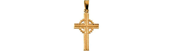 Contemporary Celtic Cross 14k Yellow Gold Pendant