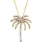 Diamond Palm Tree 14k Yellow Gold Pendant Necklace, 16"(1/3 Cttw)