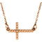 Sideways Beaded Cross 14k Rose Gold Pendant Necklace, 16.5" (12.05X19.50 MM)