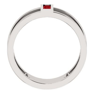 Ruby Baguette Negative Space Ring, Rhodium-Plated 14k White Gold, Size 5.75