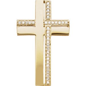 Diamond Latin Cross 14k Yellow Gold Pendant