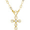 Girl's CZ Cross 14k Yellow Gold Pendant Necklace, 15"