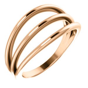 3 Row Negative Space Ring, 14k Rose Gold