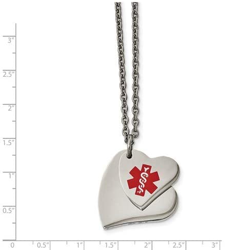 Stainless Steel Heart Medical Pendant Necklace, 18"