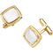 18k Yellow Gold, Platinum Satin Brushed Cuff Links, 14x16MM