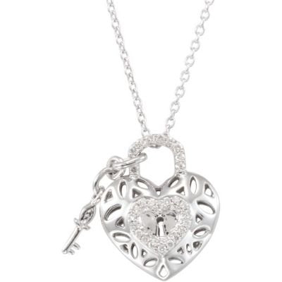 Diamond Triple Heart Pendant Sterling Silver Necklace, 18" (.02 Cttw)