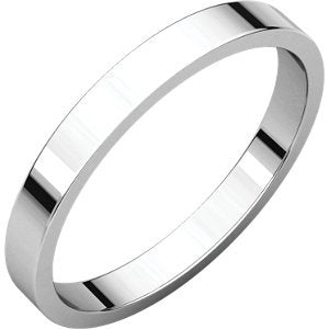 14k White Gold Slim-Profile Flat 2.5mm Band, Size 9.5