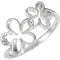 Womens Sterling Silver Double Flower Ring