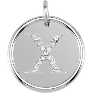 Diamond Initial "X" Pendant, Rhodium-Plated 14k White Gold (.06 Ctw, Color G-H, clarity I1)