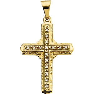 Diamond Welsh Cross 14k Yellow Gold Pendant
