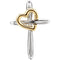 Two-Tone Cross with Heart Rhodium-Plated 14k White and Yellow Gold Pendant (19.80X13.30)