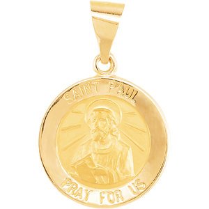 14k Yellow Gold Round Hollow St. Paul Medal (14.75MM)