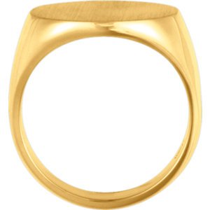 Men's Closed Back Brushed Signet Semi-Polished 18k Yellow Gold Ring, (18 mm) Size 11