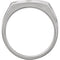 Men's Hammered and Polished Signet Ring, Rhodium-Plated 14k White Gold, Size 10