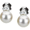 White Cultured Freshwater Pearl and Diamond Earrings, Rhodium-Plated 14k White Gold (7-7.5 MM)