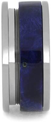 The Men's Jewelry Store (Unisex Jewelry) Blue Box Elder Burl Interchangeable Wood, 8mm Matte Comfort-Fit Titanium Band, Size 8.75